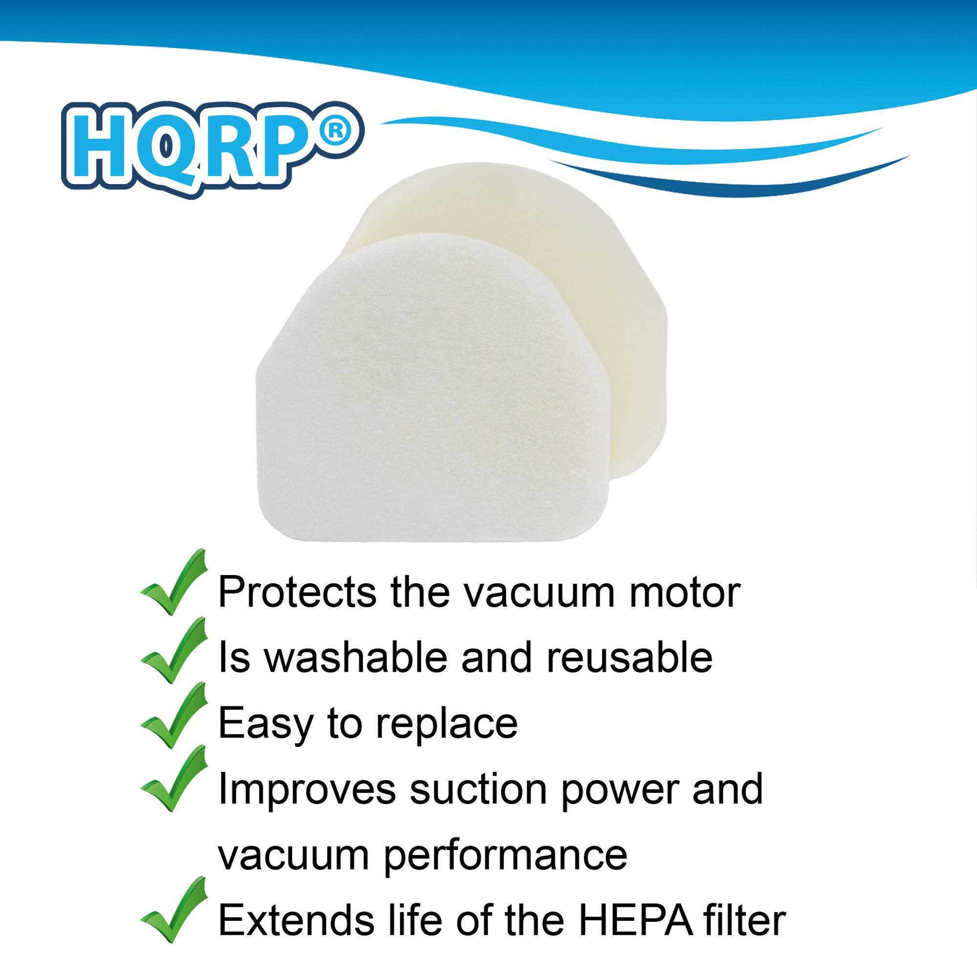 HQRP®

- Protects the vacuum motor
- Is washable and reusable
- Easy to replace
- Improves suction power and vacuum performance
- Extends life of the HEPA filter