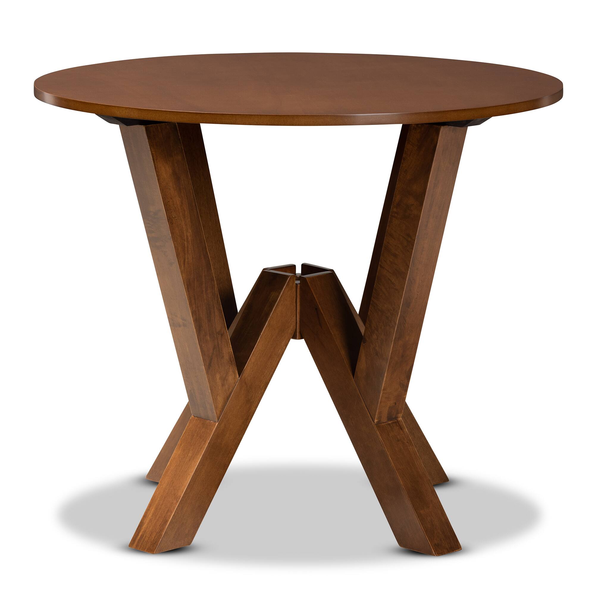 Angle. Baxton Studio - Irene Modern and Contemporary Finished 35-Inch-Wide Round Wood Dining Table - Walnut.