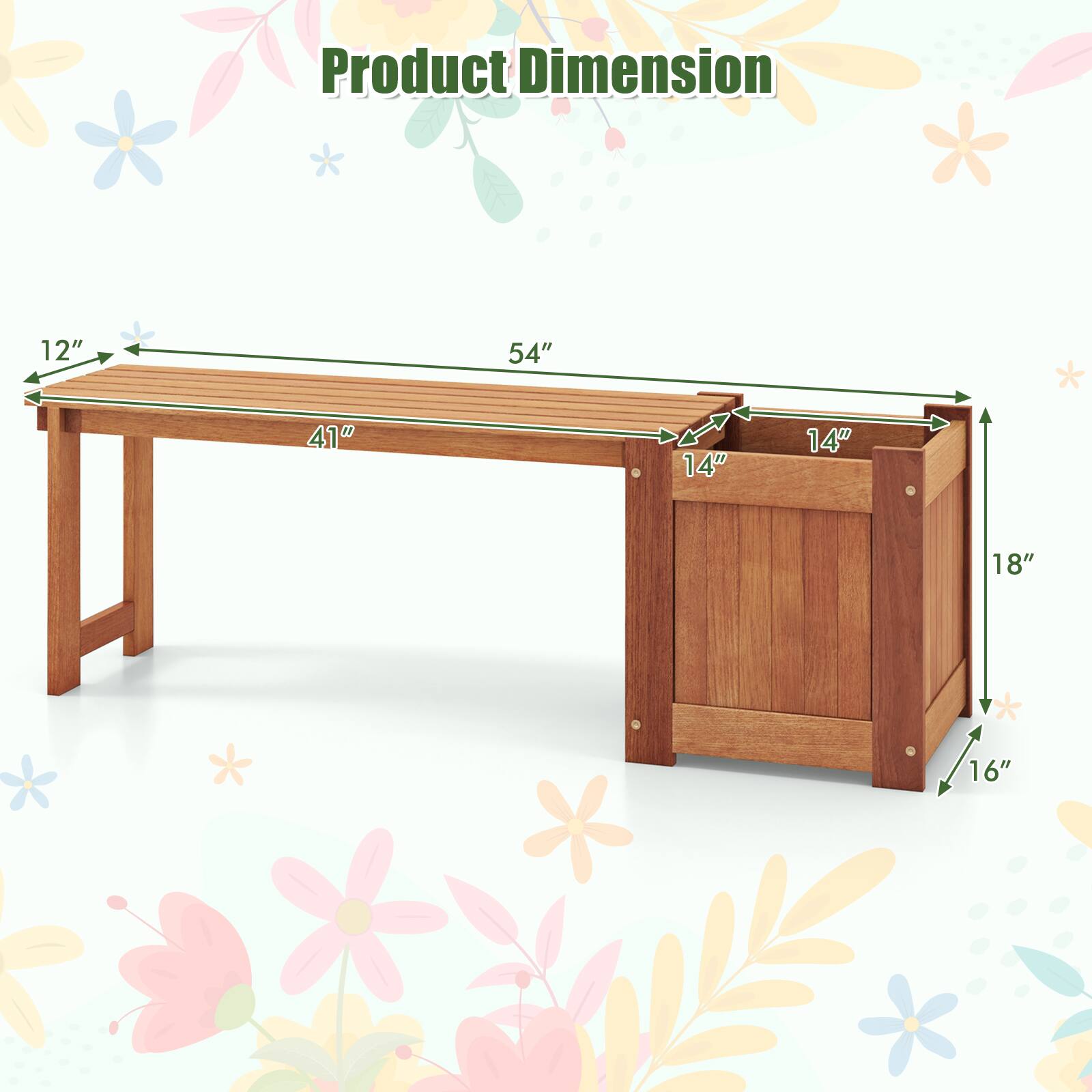 Product Dimension: 12" x 54" x 41" x 14" x 14" x 18" x 16"