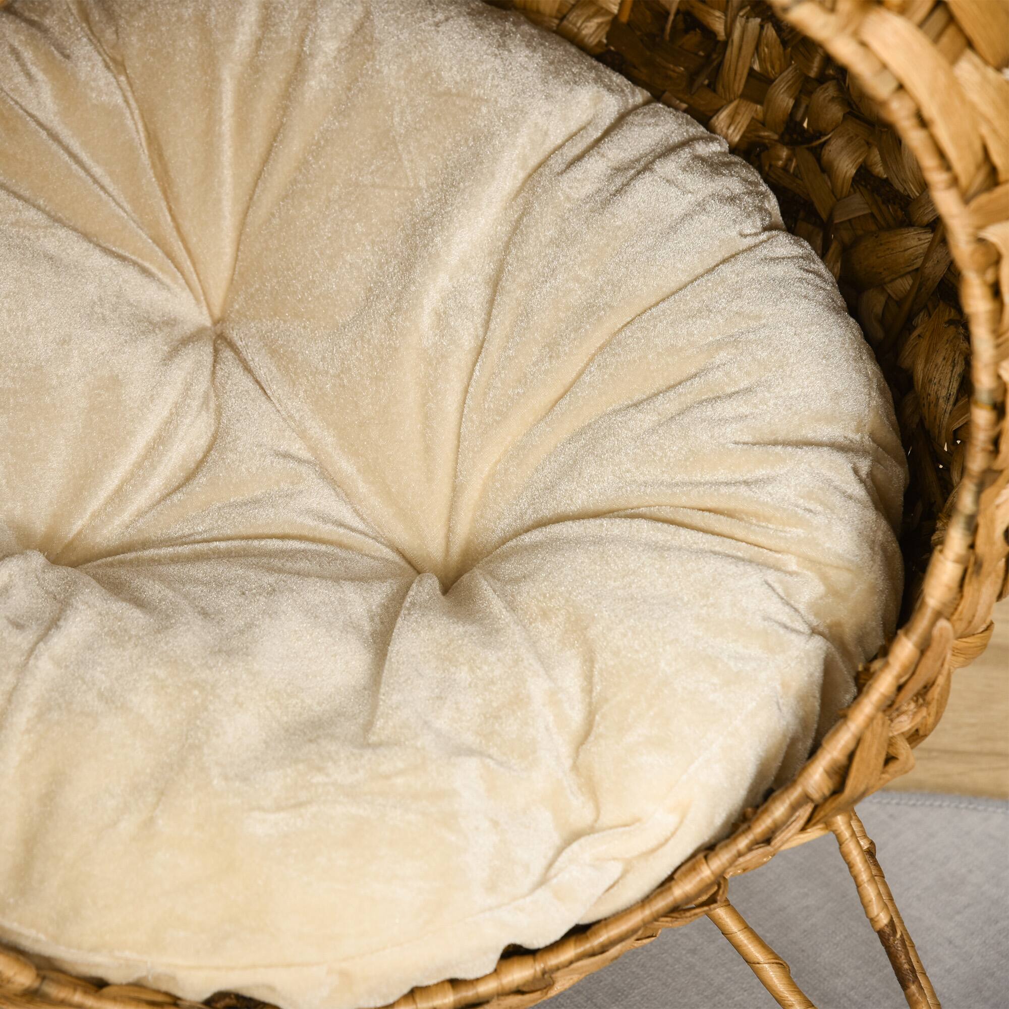 Alt View 7. Pawhut - Weaved Cat Bed - Natural Wood.