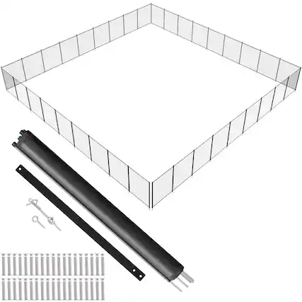 Front. VEVOR - Pool Fence, 4 x 108 FT Pool Fences for Inground Pools, Removable Child Safety Pool Fencing, Easy DIY Installation - Black.
