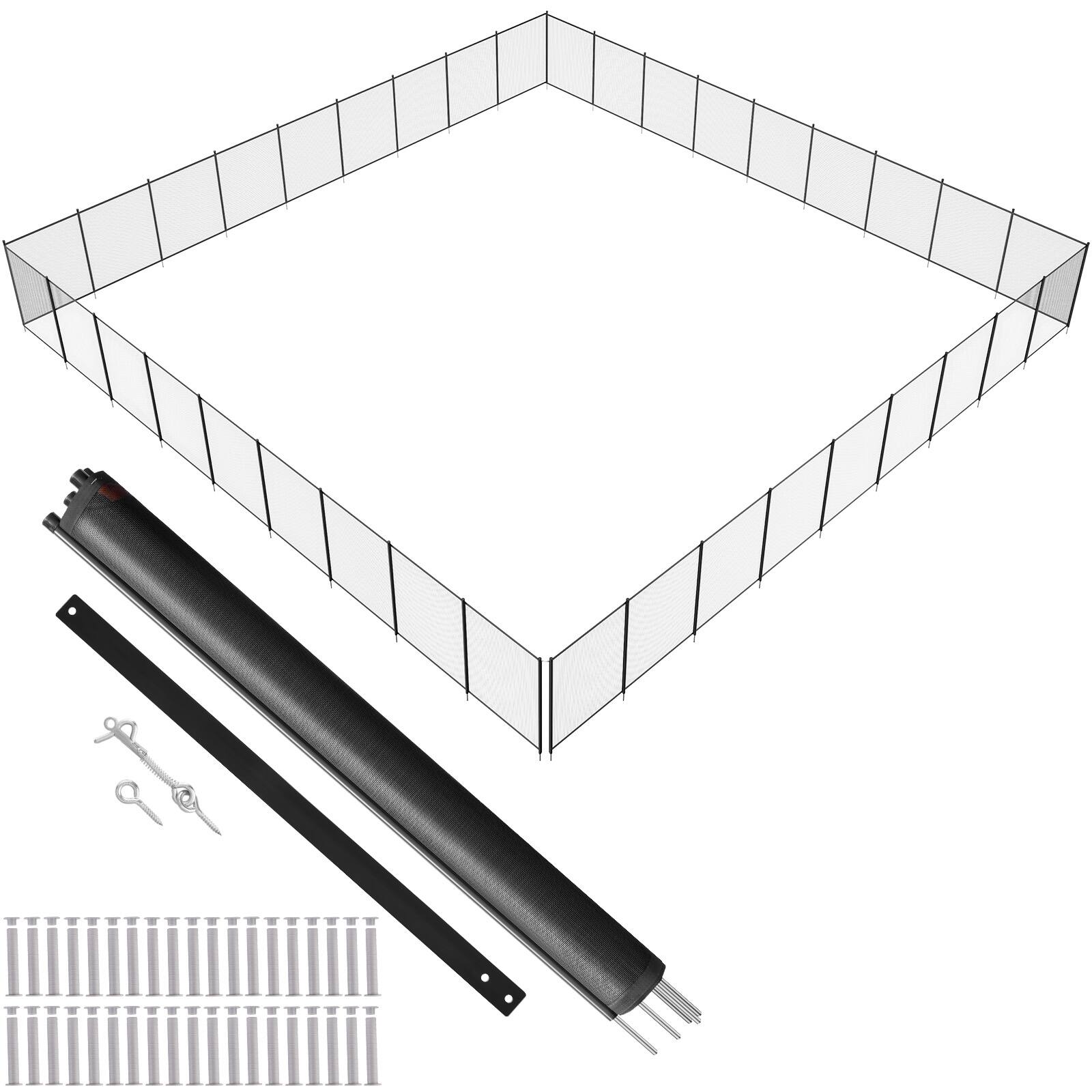 Front. VEVOR - Pool Fence, 4 x 108 FT Pool Fences for Inground Pools, Removable Child Safety Pool Fencing, Easy DIY Installation - Black.