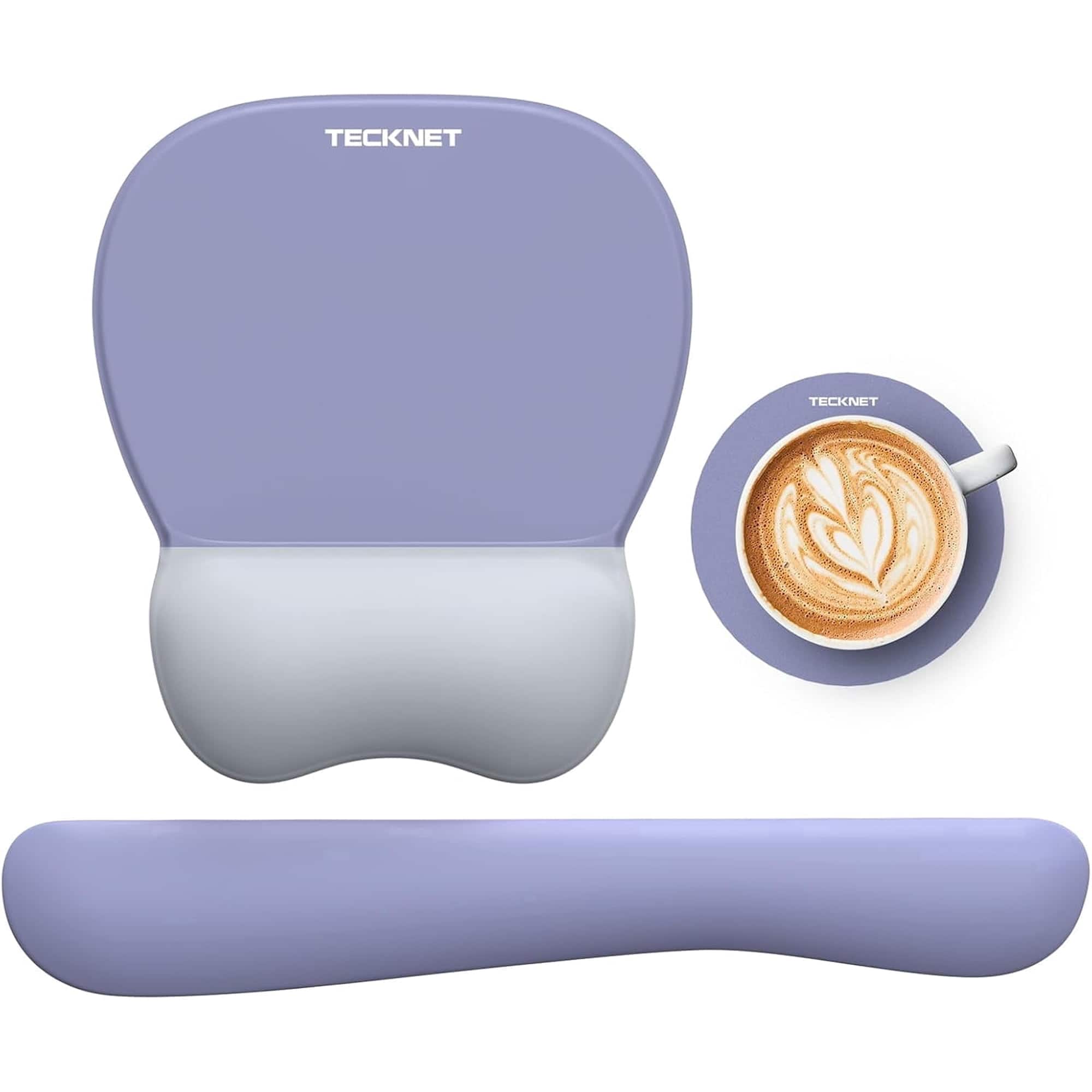 TECKNET - Gel Mouse Pad & Keyboard Wrist Rest, 3-in-1 Pain Relief, Non-Slip PU Base, Ergonomic for Office, Home - Purple