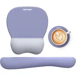 TECKNET - Gel Mouse Pad & Keyboard Wrist Rest, 3-in-1 Pain Relief, Non-Slip PU Base, Ergonomic for Office/Home - Purple