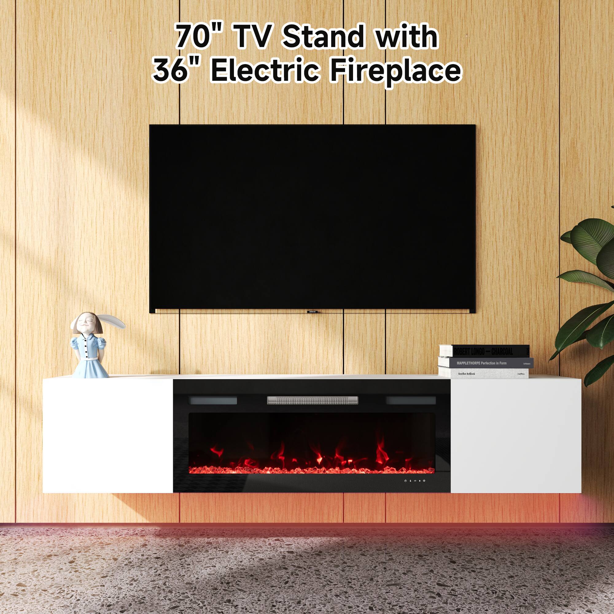 70" TV Stand with 36" Electric Fireplace