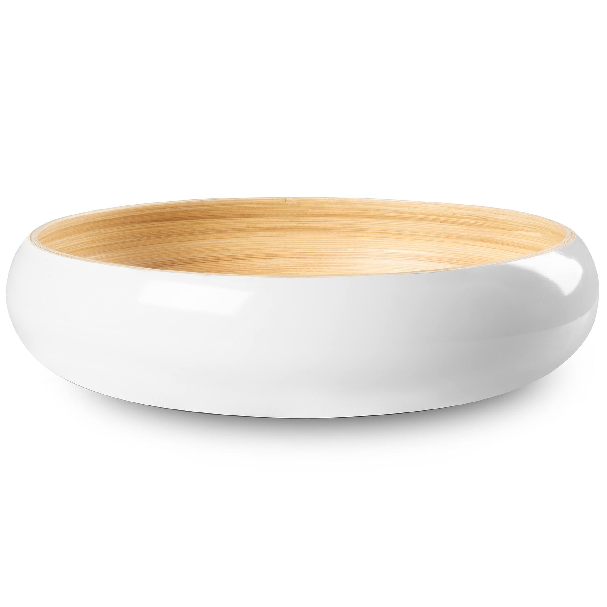 Front. Lexa - Bamboo Fruit Bowl, 12 Inch, White - White.