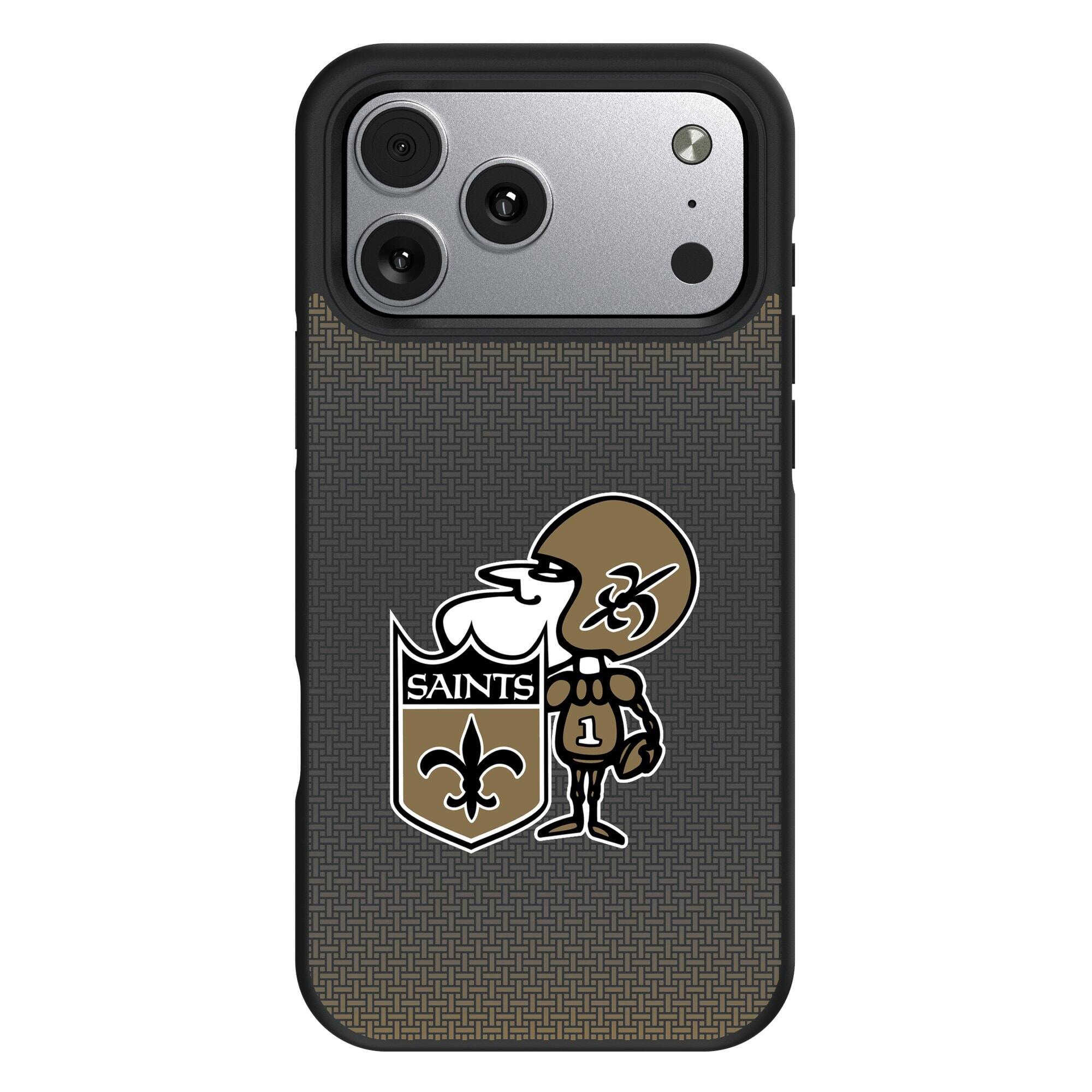 Front. Keyscaper - New Orleans Saints Bump Case with 8.2ft Drop Protection - 15 Pro - Black.