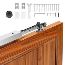 VEVOR - Sliding Pocket Door Hardware Track Kit, 44.69" Pocket Door Track Kit with Soft Close Mechanism for Smooth - Silver