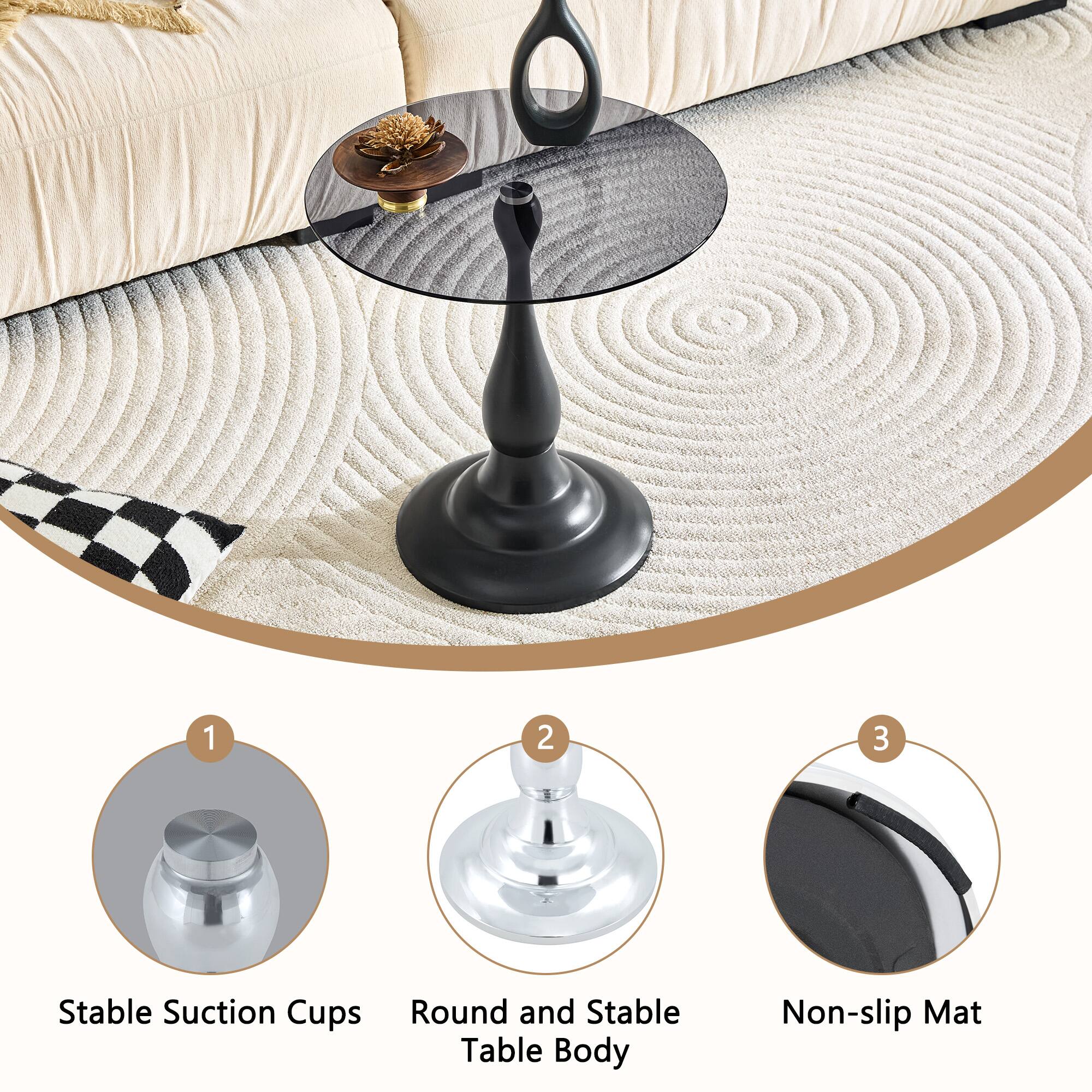 1. Stable Suction Cups
2. Round and Stable Table Body
3. Non-slip Mat