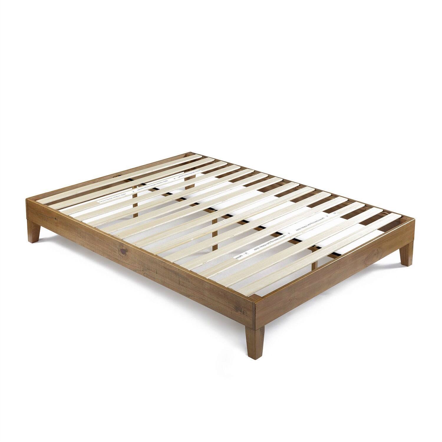 Front. Hivvago - Hivvago King size Modern Platform Bed Frame - Rustic Pine.