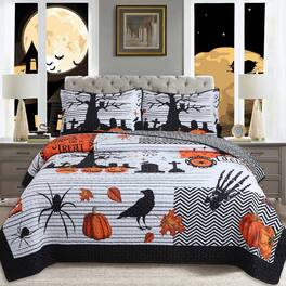 MarCielo - 3 Pcs Halloween Themed Quilt Bedspread Set ME511 - Multicolored