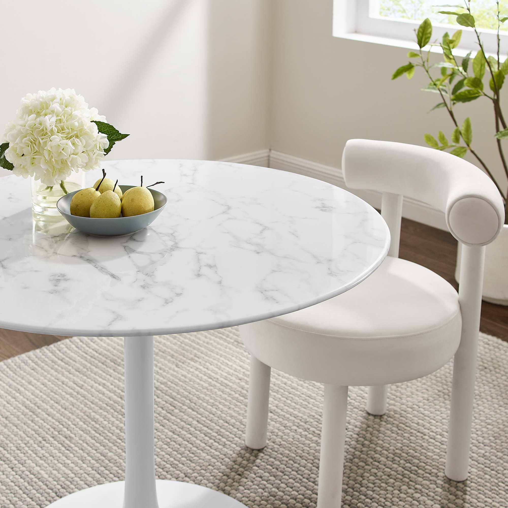 Alt View 6. Modway - Lippa 40" Round Faux Marble Dining Table by Modway - White.