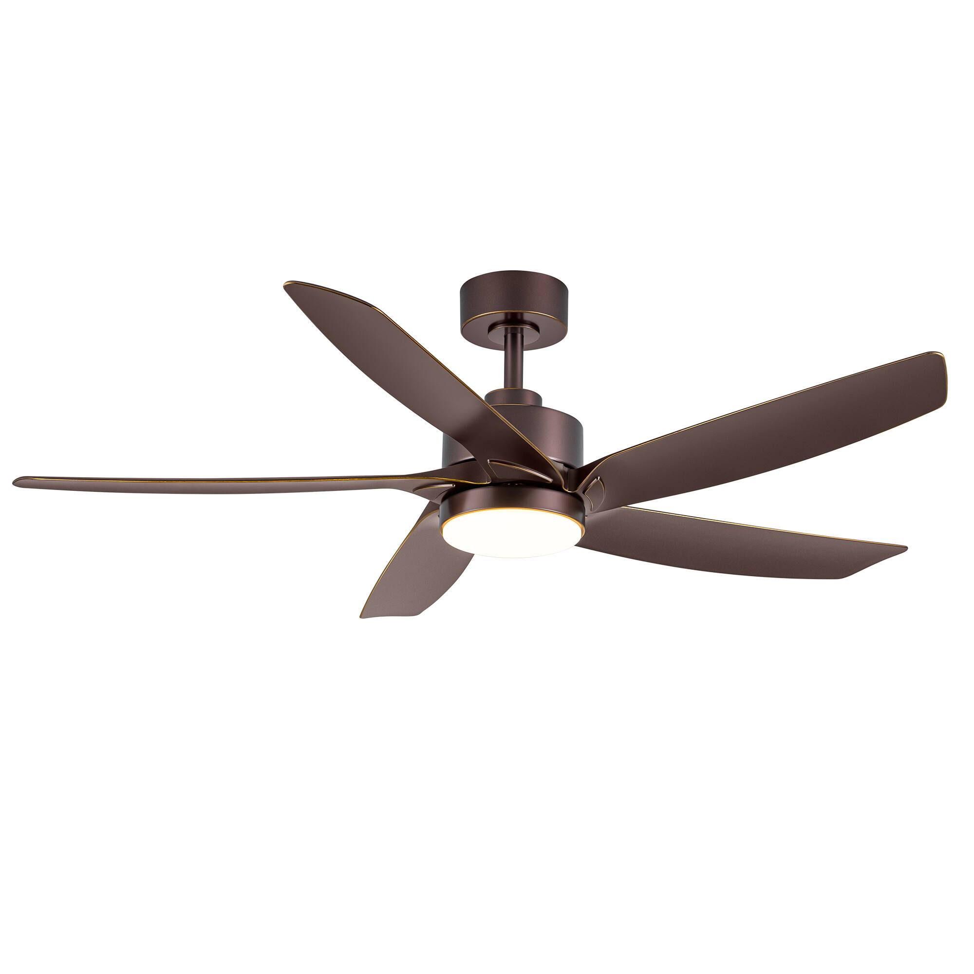 Angle. Breezary - 54-Inch Indoor Ceiling Fan with 3-Color Light, 5 ABS Blades, 6-Speed DC Motor, Remote & Timer, Memory, 6"/12" Downrods - Oil-Rubbed-Bronze.