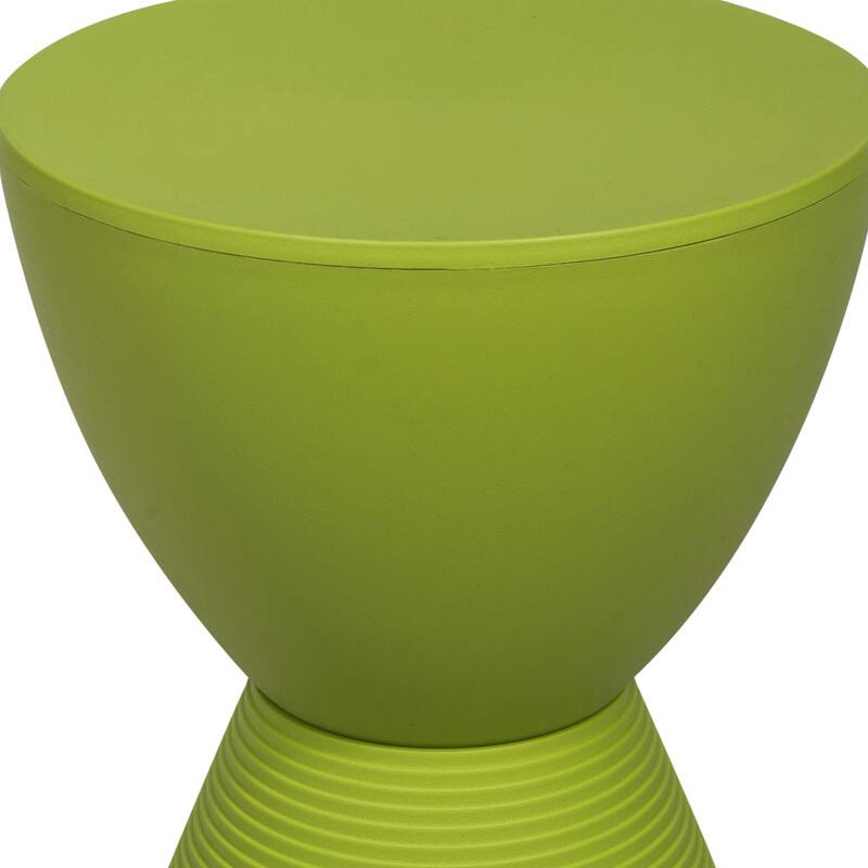 Alt View 2. LeisureMod - Boyd Modern Round Hourglass Accent Side Table, Drum Storage Table with Ribbed Base for Indoor/Outdoor - Green.