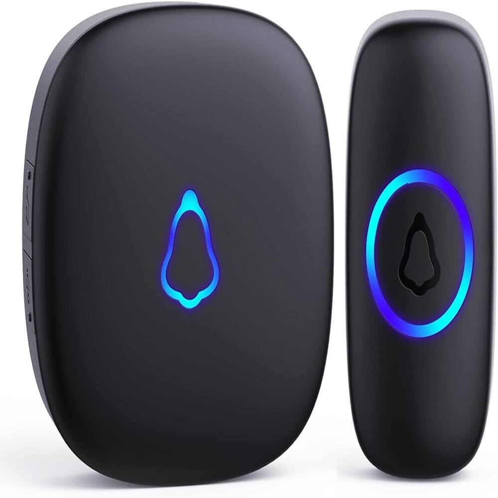 Front. Schertz - Wireless Doorbell – 1000Ft Range, 58 Chimes, LED Light, Black, Waterproof - color: black Size: 1 receiver 1 button.