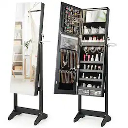 Ecooso - Freestanding Jewelry Cabinet with Full-Length HD Mirror and Large Storage Organizer