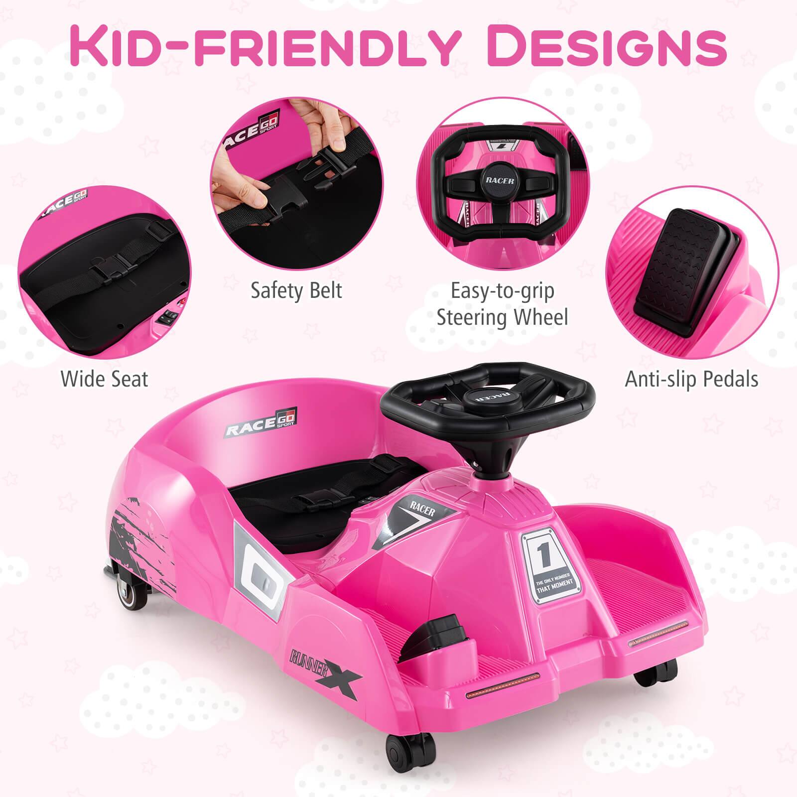 KID-FRIENDLY DESIGNS

- Wide Seat
- Safety Belt
- Easy-to-grip Steering Wheel
- Anti-slip Pedals