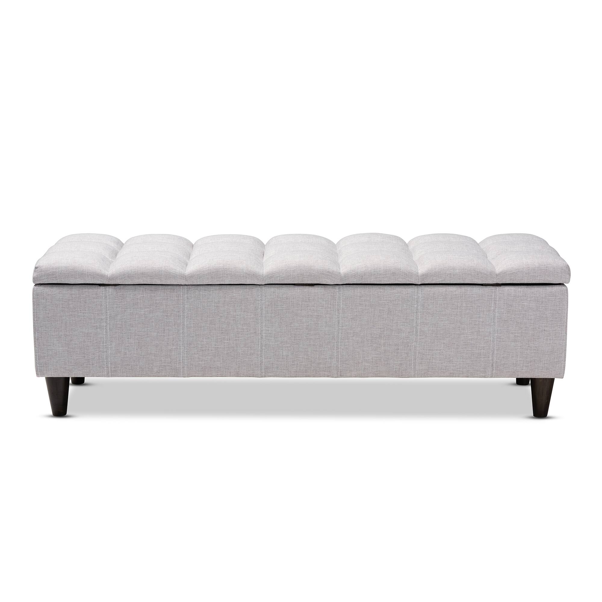 Alt View 1. Baxton Studio - Brette Mid-Century Modern Fabric Upholstered Finished Wood Storage Bench Ottoman - Grayish Beige.