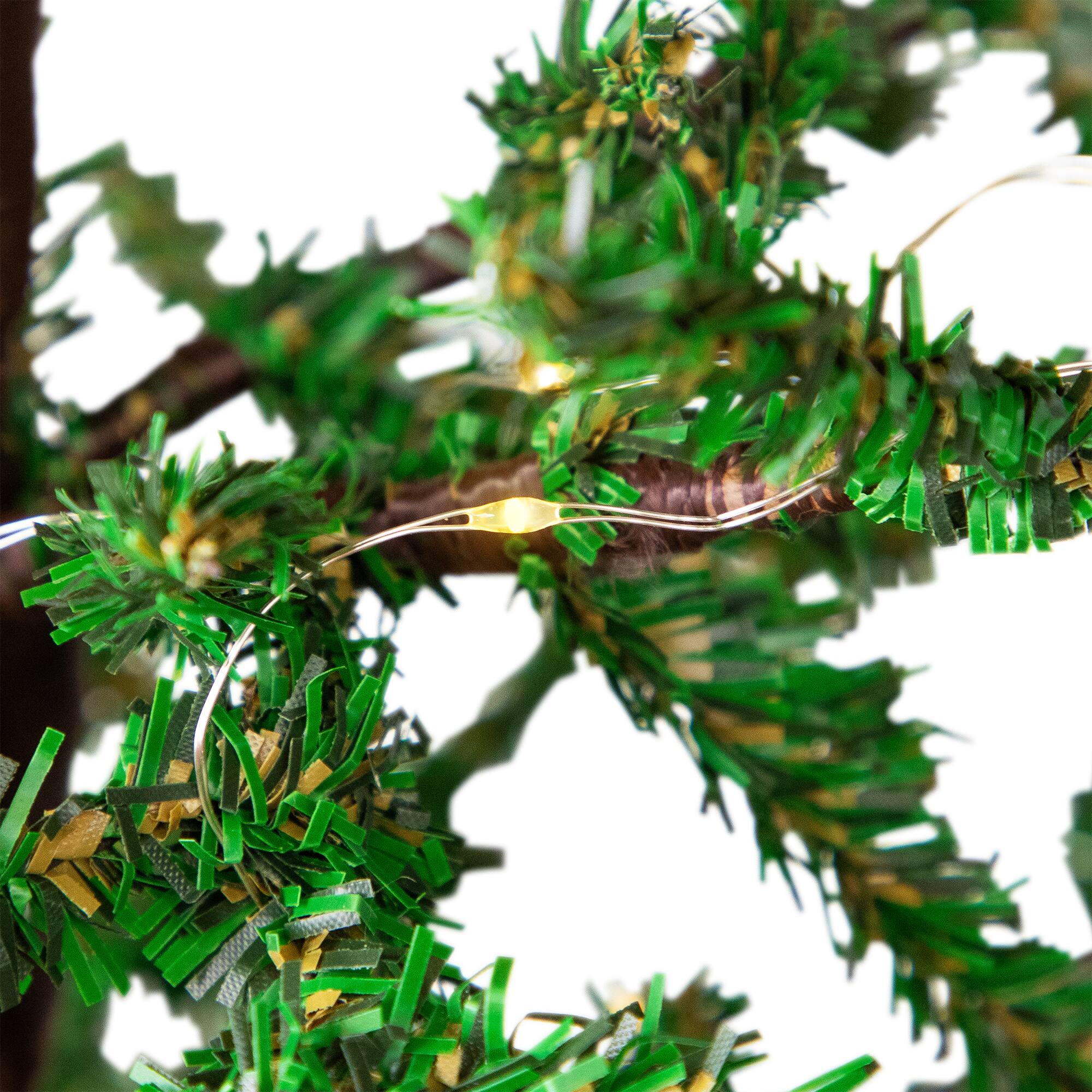 Alt View 4. Northlight - Pre-lit Christmas Tree with Pinecones and Burlap Base - 4' - Clear Lights - Green.