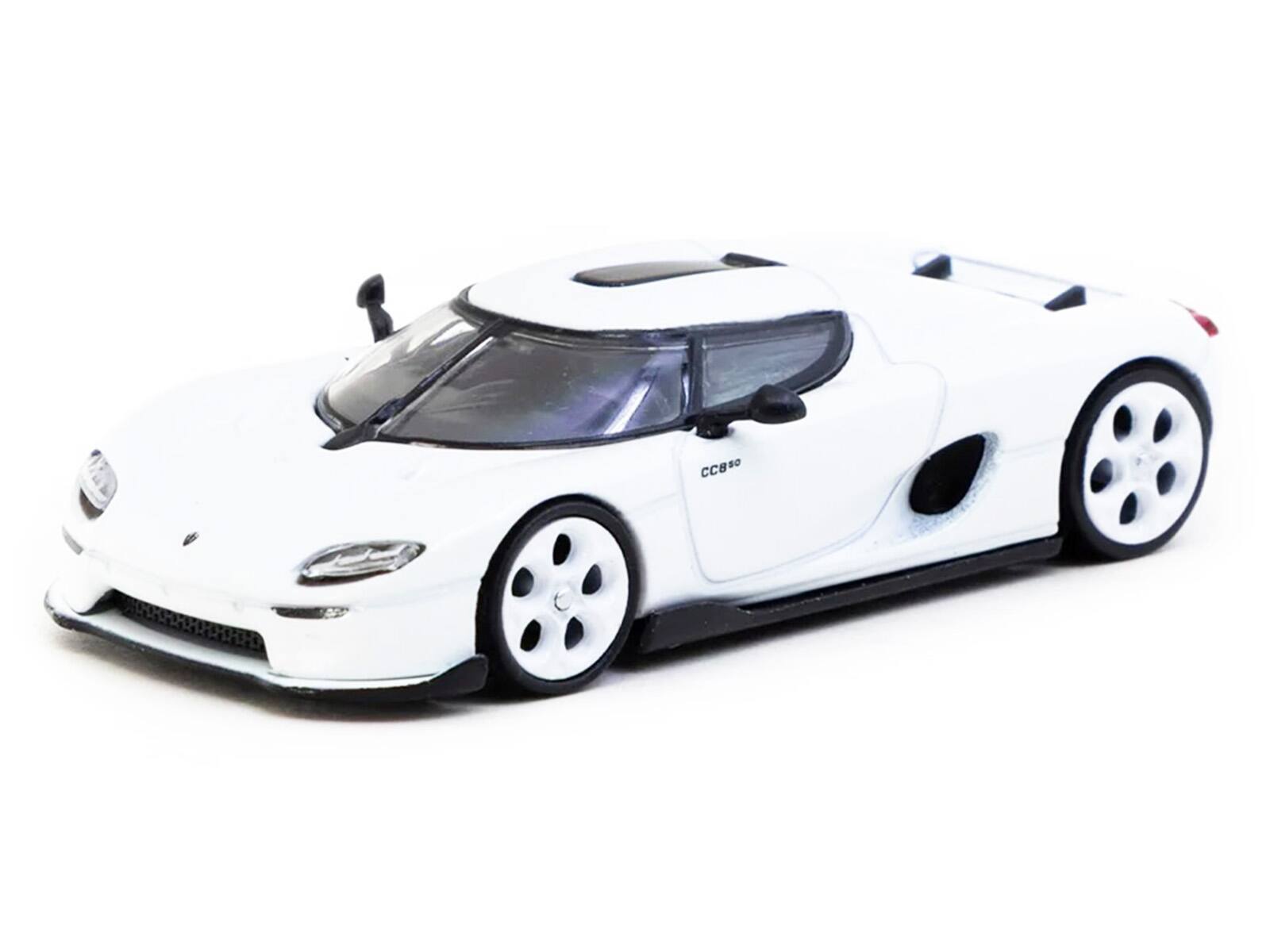 Alt View 1. Tarmac Works - Koenigsegg CC850 White with Tarmac Cards "Global64" Series 1/64 Diecast Model by Tarmac Works.
