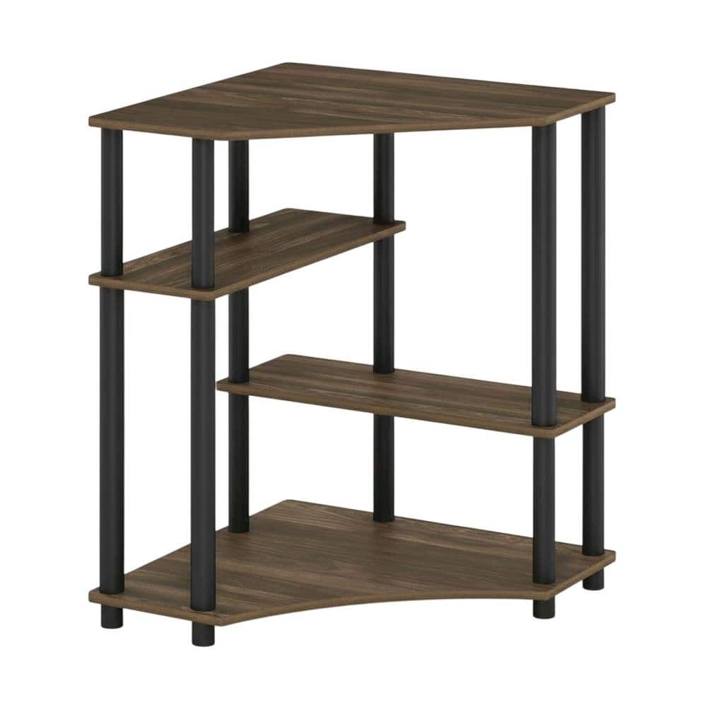 BisonOffice - Corner Office Desk With Shelves, Columbia Walnut And Black Finish - Columbia Walnut/Black