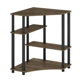 BisonOffice - Corner Office Desk With Shelves, Columbia Walnut And Black Finish - Columbia Walnut/Black