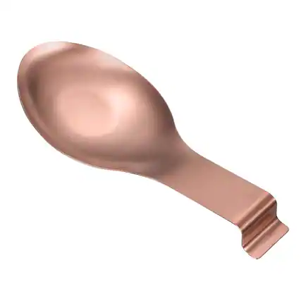 Front. Unique Bargains - Spoon Rest, 10.6x3.7" Stainless Steel Holder Heat Resistant with Hook for Kitchen Counter Stove Top - Rose Gold.
