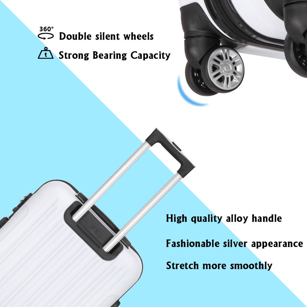 - 360° Double silent wheels
- Strong Bearing Capacity
- High quality alloy handle
- Fashionable silver appearance
- Stretch more smoothly