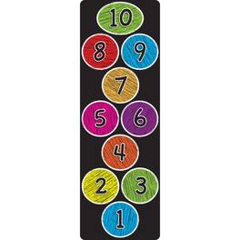 ASHLEY PRODUCTIONS - Smart Poly The Original Fun Mat Mat Runner 15.5 x 47 Numbers 1-10 Colored Chalk Circles - Multicolored