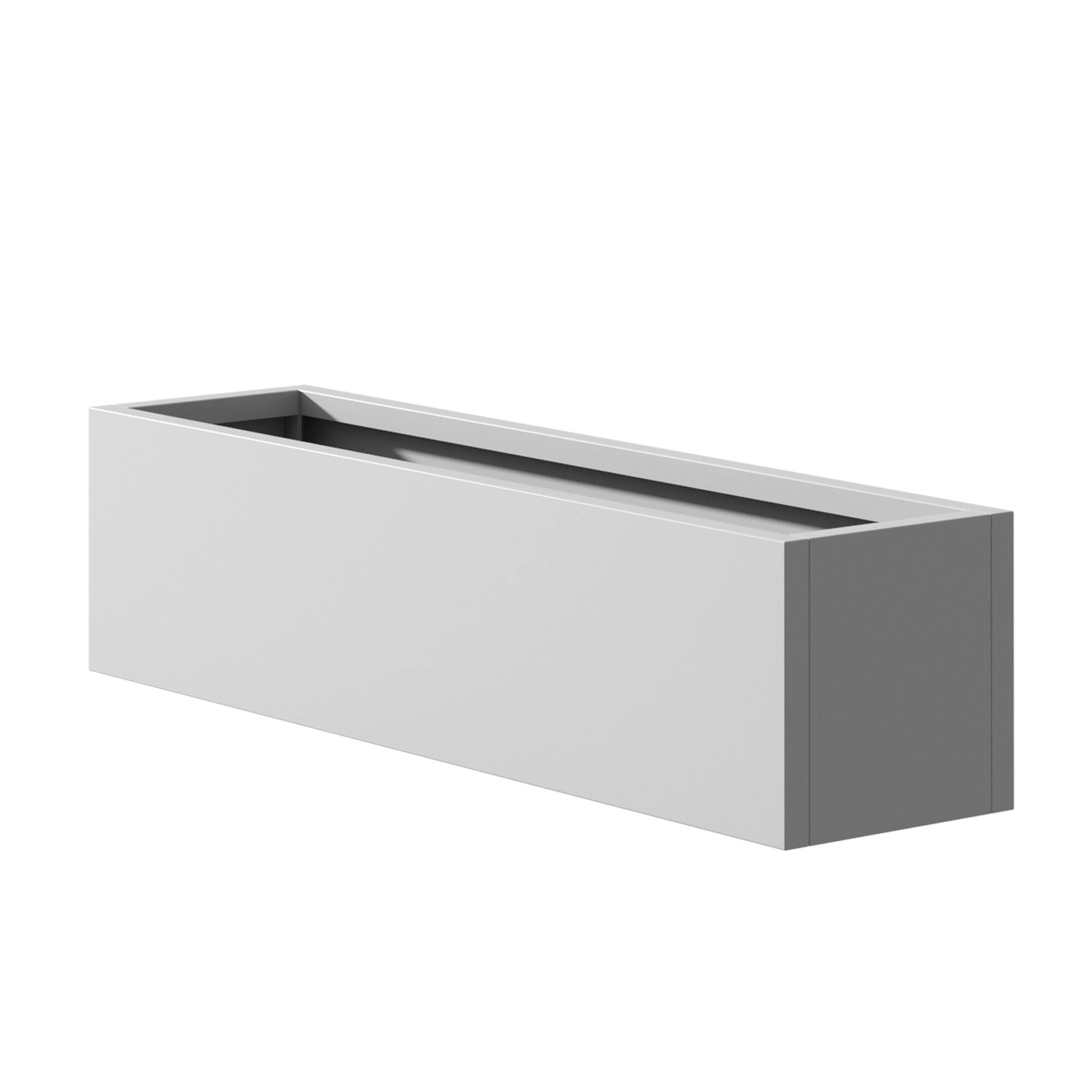 Angle. PexFix - 36 in. W x 10 in. H Rectangle Metal Planter Box Raised Garden Beds with Drainage Hole-Ideal for Patio and Backyard - White.