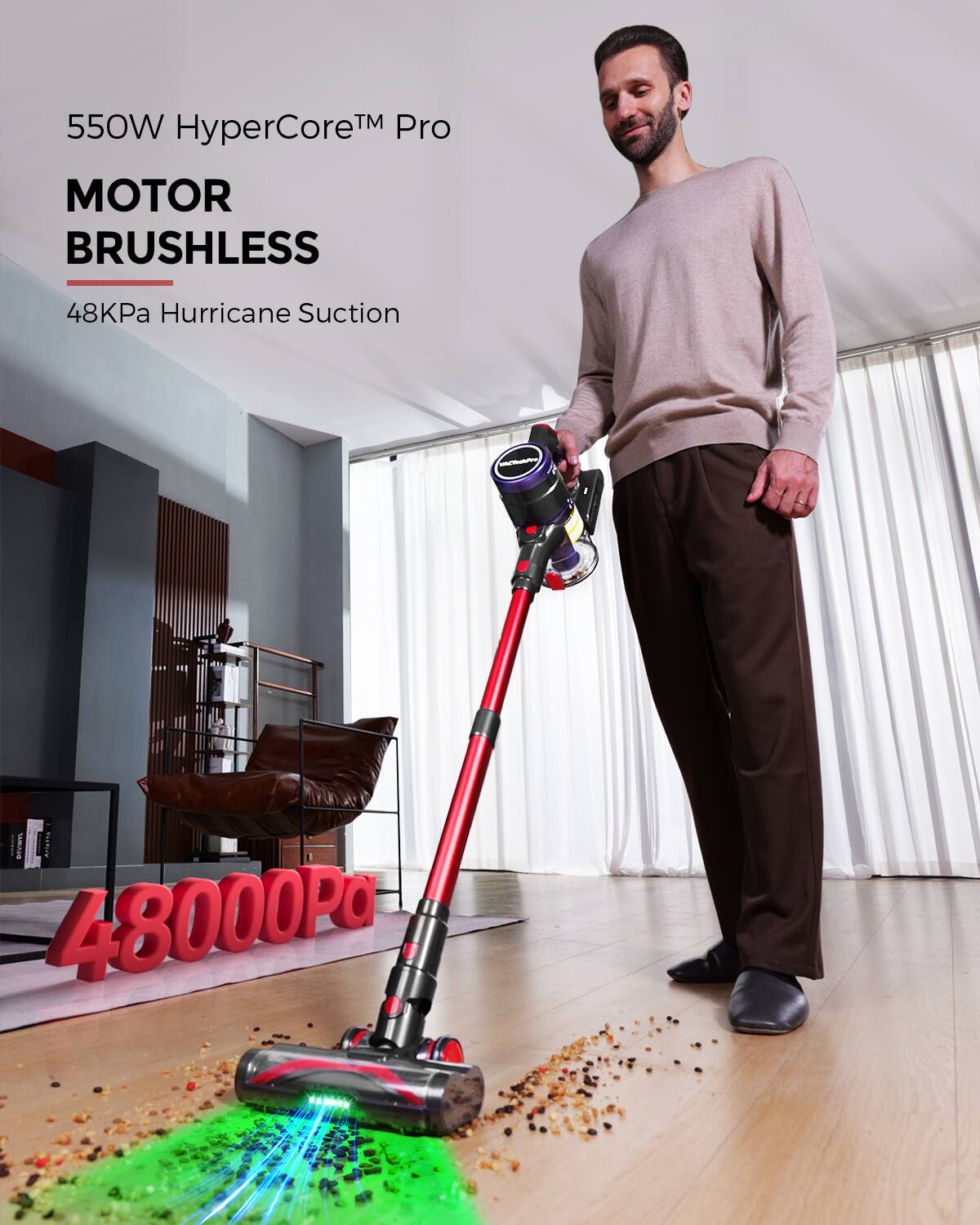 550W HyperCore™ Pro  
MOTOR BRUSHLESS  
48KPa Hurricane Suction  
48000Pa