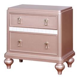 Furniture of America - Appell Solid Wood 2-Drawer Nightstand in Rose Gold - Pink