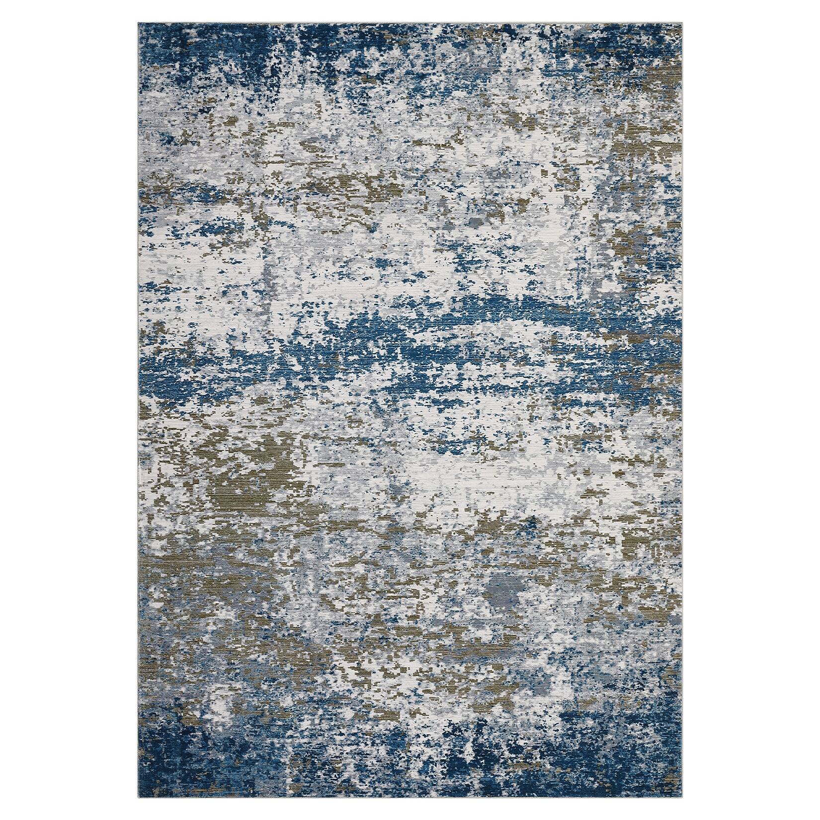 Front. GAOMON - Abstract Textured Area Rug Non Slip Non Shedding Machine Washable Stain Resistant Carpet for Kid's Room Dining Room - Blue.
