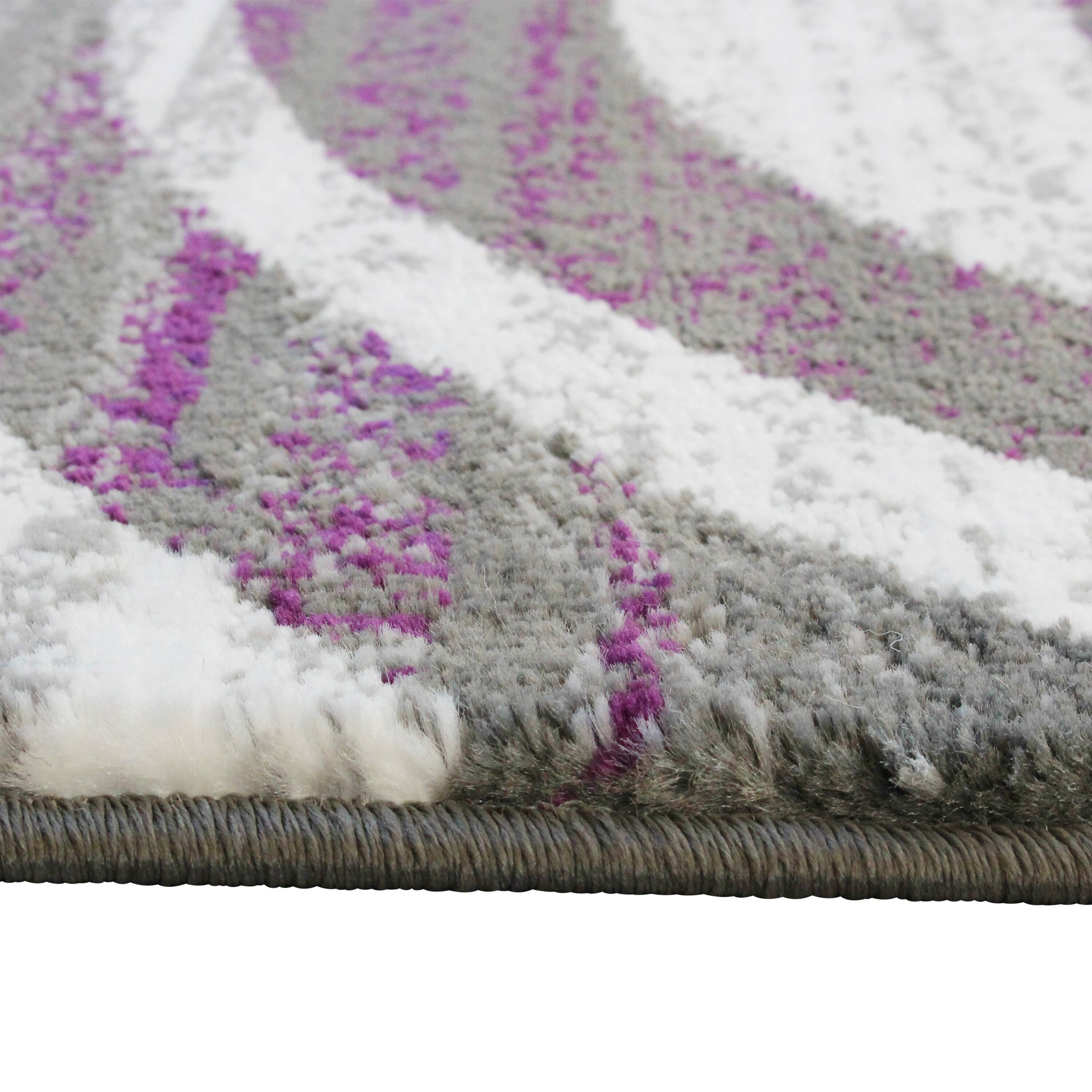 Alt View 5. Emma + Oliver - Aeris Contemporary Swirl Plush Pile Accent Rug with Scraped Effect and Jute Backing - Purple.