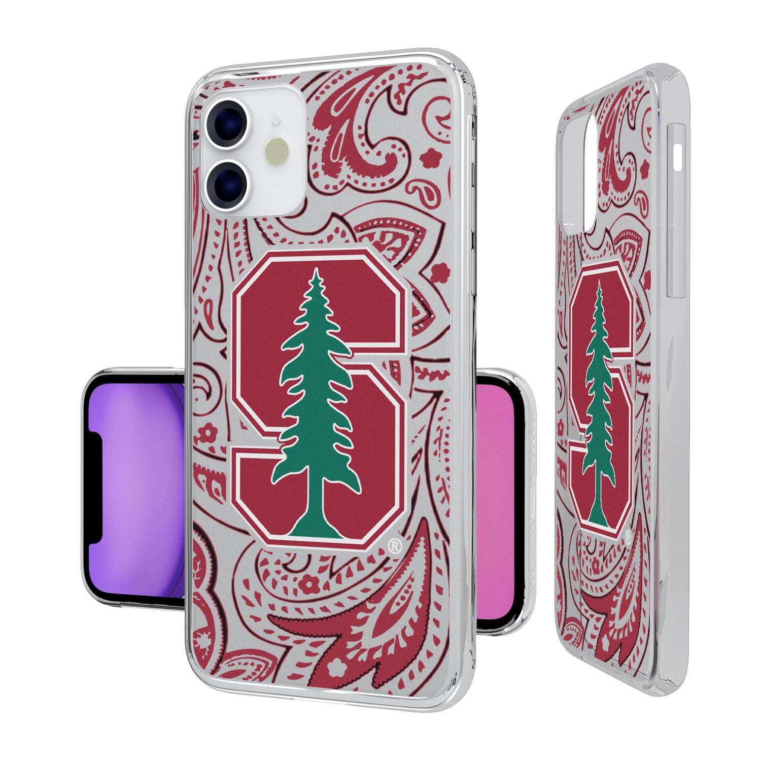 Alt View 1. Keyscaper - Stanford Cardinal iPhone Paisley Design Clear Case - 13 Pro - Multicolor.