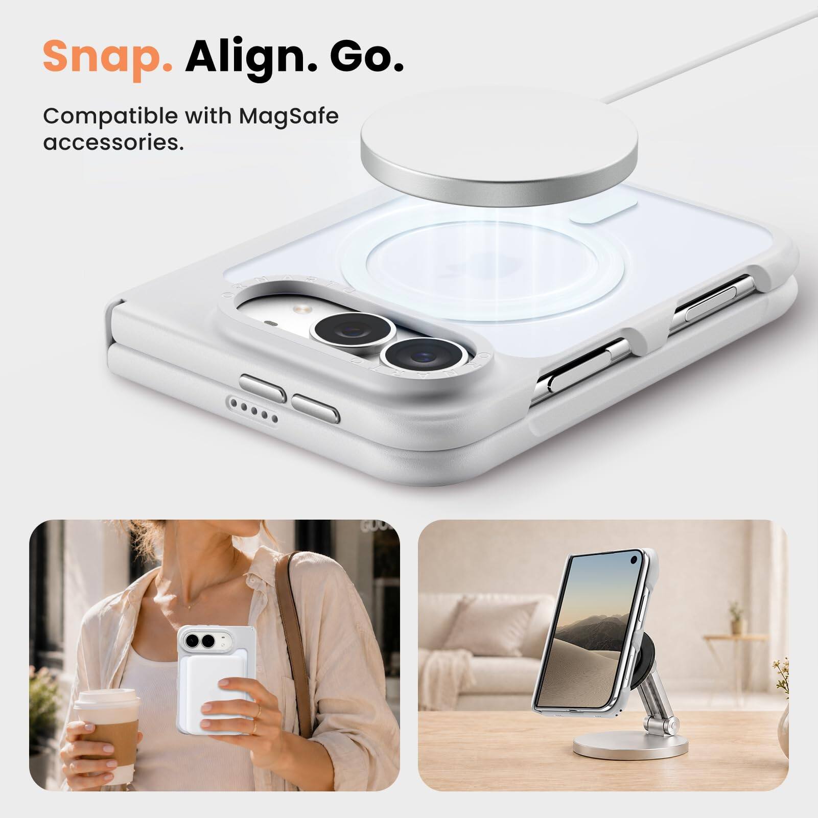 Snap. Align. Go.  
Compatible with MagSafe accessories.