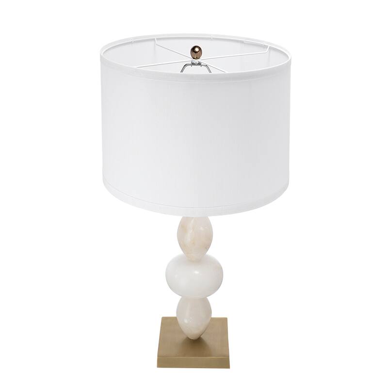 Angle. Dexmalle - Dexmalle-Three Tiered Round Table Lamp with Drum Shade-White and Gold.