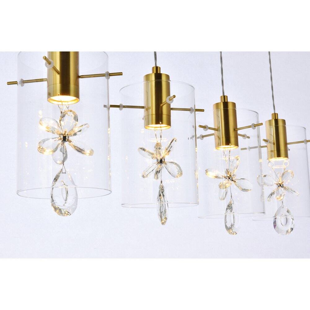 Alt View 1. Elegant Lighting - Hana 5 Lights Gold Pendant - Gold.