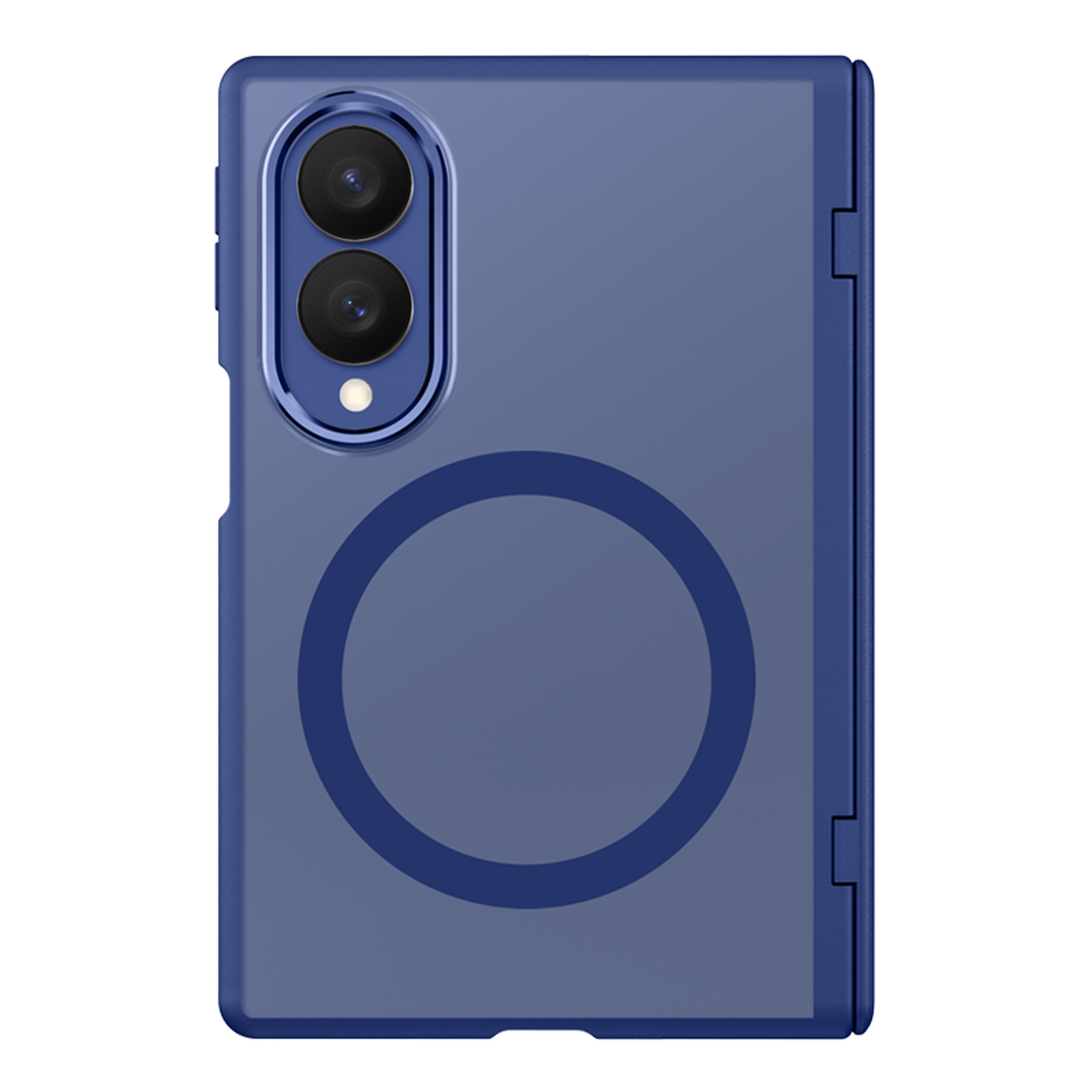 Angle. Dteck - Magnetic Case for Samsung Galaxy Z Fold8 Built-in Privacy Screen Protector,Frosted Shockproof Rugged Hinge Cover - Blue.