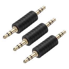 Unique Bargains - 3pcs 3.5mm M to 3.5mm M Connector Zn Alloy Ni Plated Stereo TRS for Audio/HP/Spkr/Player/Video Rcvr - Black Light Gold