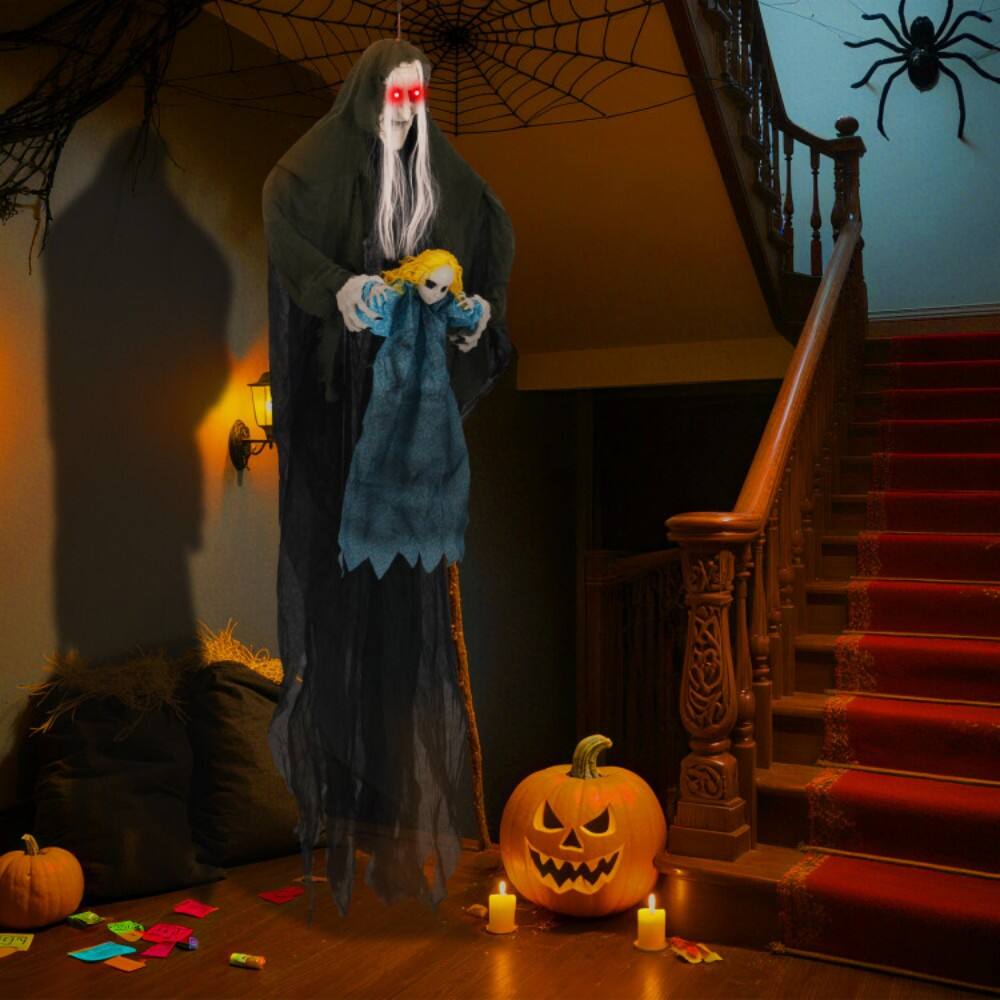 Alt View 8. Boyel Living - Sound Activated Hanging Witch with Spooky Sounds and Glowing Eyes - Multicolor.