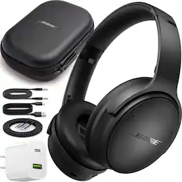 Bundle - Bose - QuietComfort Wireless Over-Ear Bluetooth Headphones Power - Black