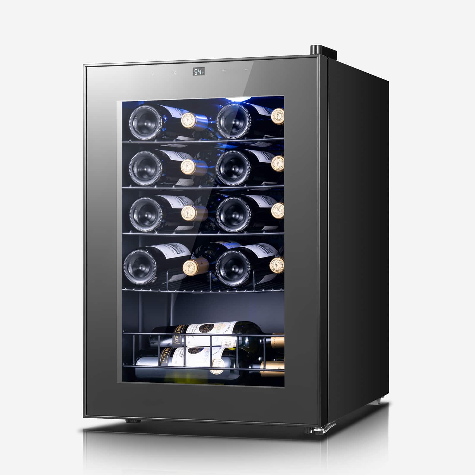 Yeego - Energy-Efficient Wine Fridge 38-65°F Precision Cooling & UV-Resistant Tempered Glass Whisper-Quiet 38dB for Home - Black