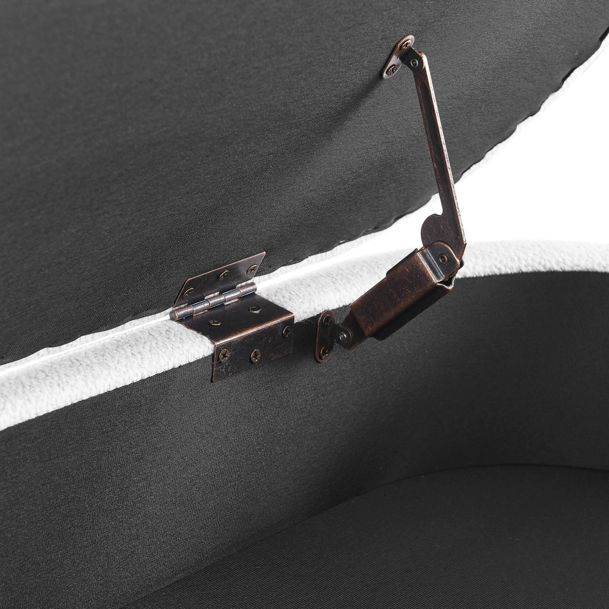 Alt View 8. GOODSILO - Elegant Fabric Storage Ottoman Bench with Wooden Legs for Living Room or Bedroom Footrest and Seating - White.