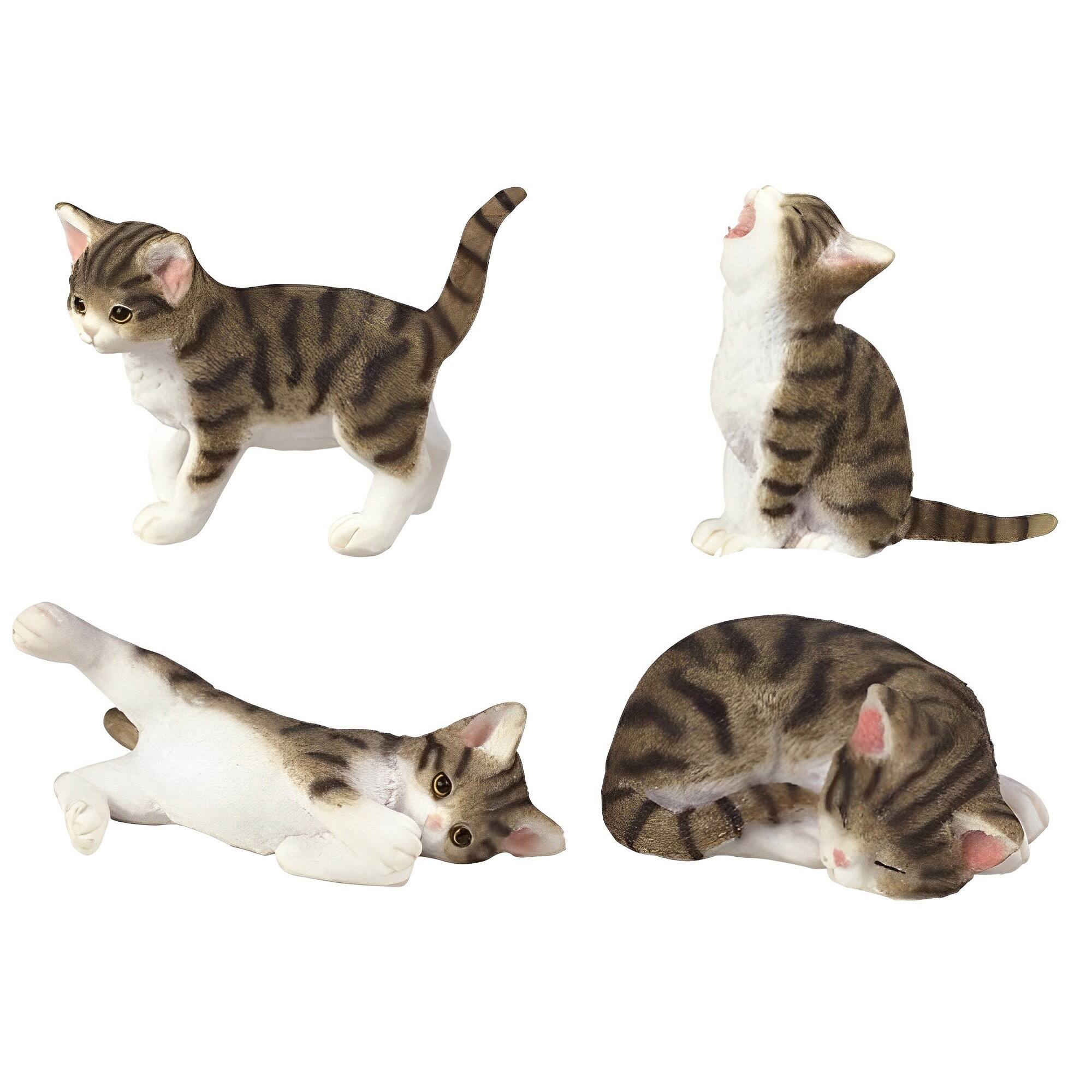 Front. FC Design - FC Design 4-PC Set 3"H differne Poses Miniature tan Tabby Cats Figurine Statue Desk Tabletop Home Decor Gift - Multi-Color.