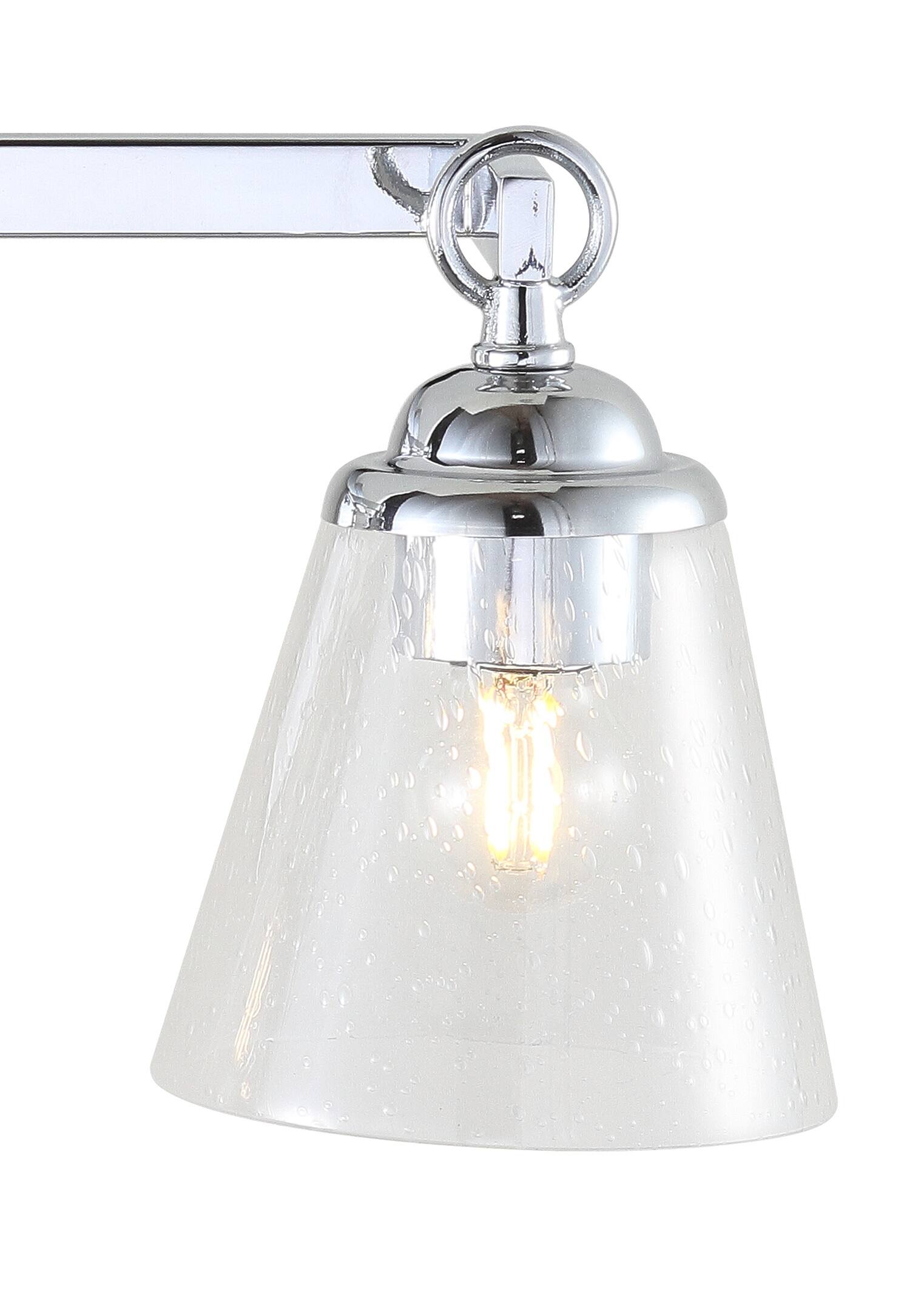 Alt View 4. Jonathan Y - Marion 12.75" 2-Light Hurricane Metal/Seeded Glass LED Vanity Light, Chrome - Chrome / Clear.