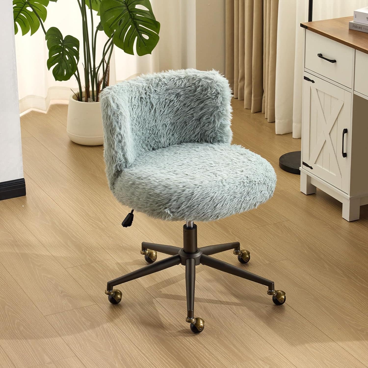 Winado - Plush Upholstery Vanity Desk Chair with Curved Back & 90-102° Tilt & Adjustable Height, Cute 360° Swivel Rolling Chair - Mint Blue price history on PriceWatchPro
