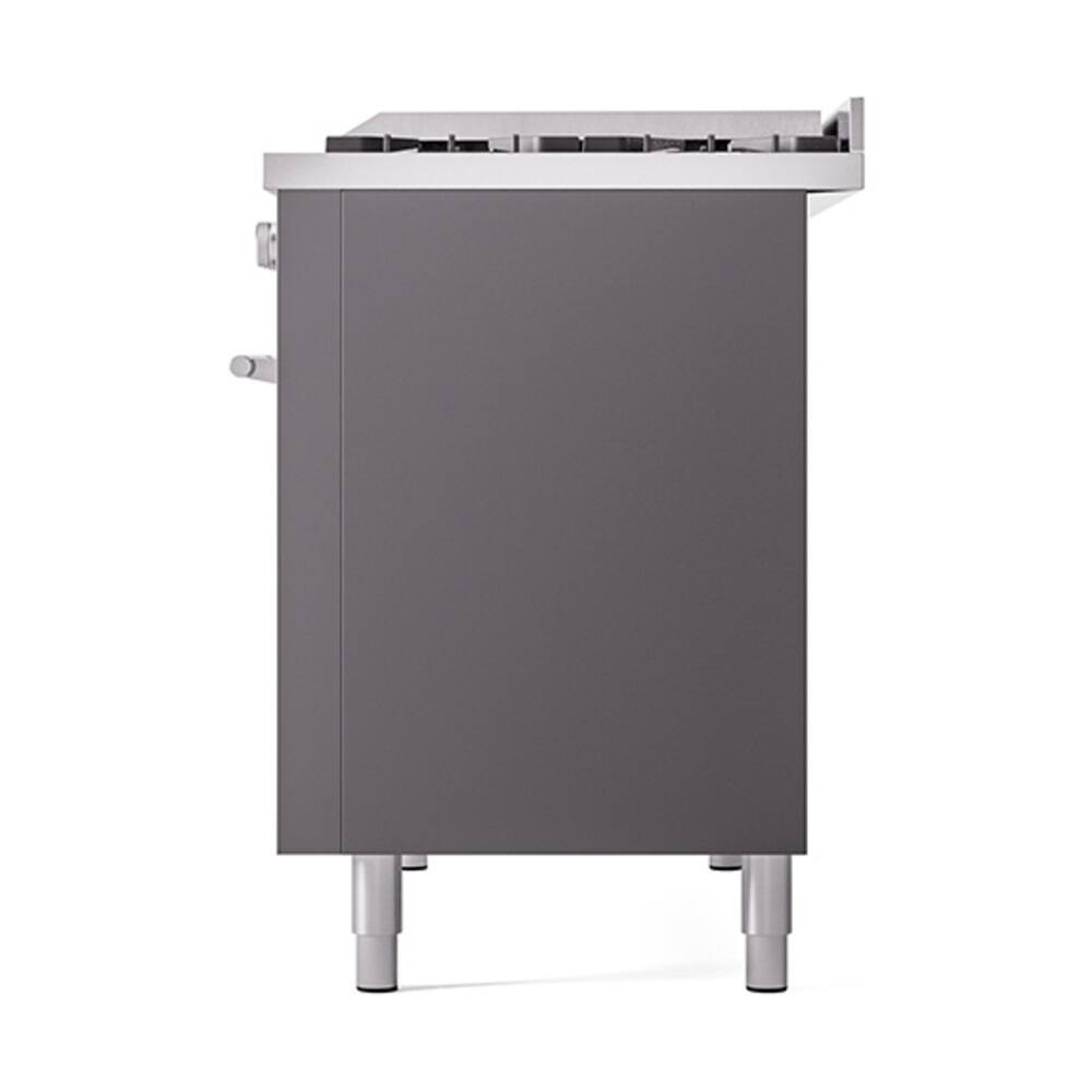 Alt View 4. ILVE - ILVE Professional Plus II Series 48 in. Dual Fuel Range with 8 Sealed Burners + Griddle (Liquid Propane, Satin Trim) - Graphite Matte.