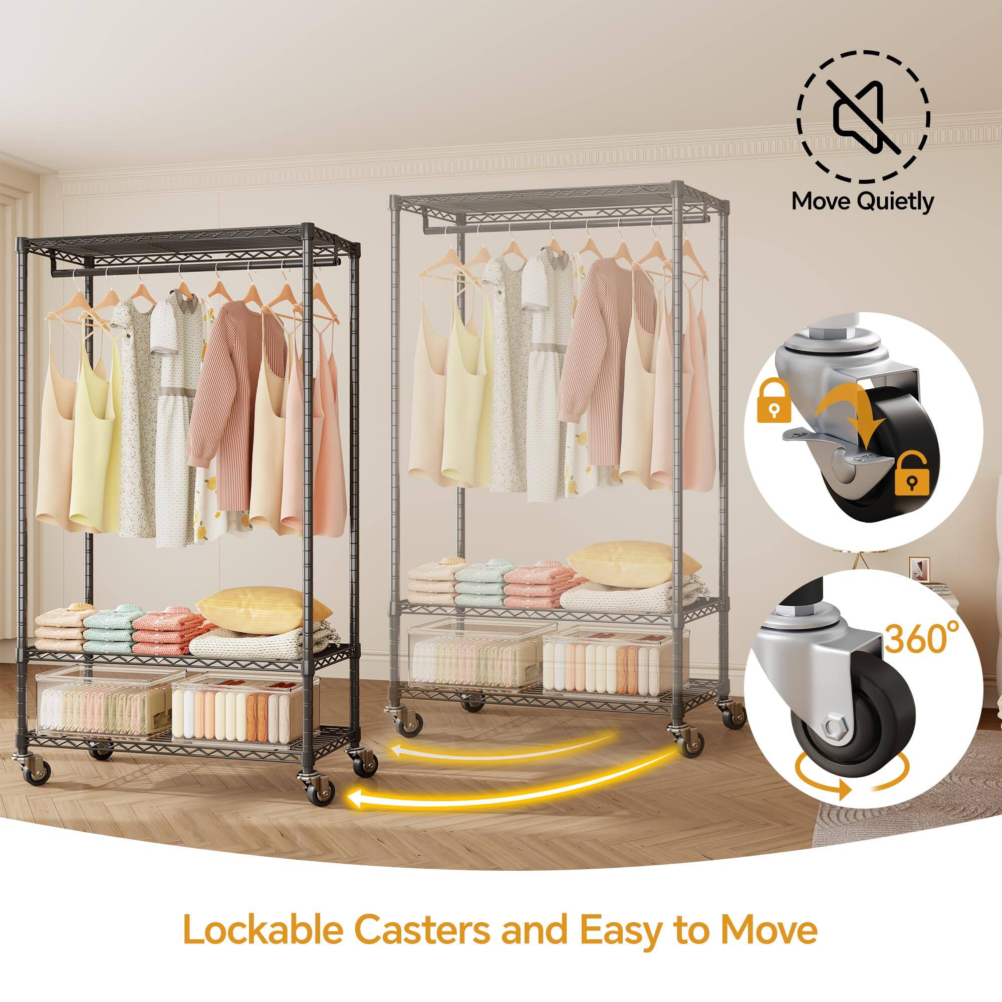 - Move Quietly
- Lockable Casters
- 360°
- and Easy to Move