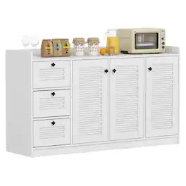 Costway - 63" Buffet Cabinet with Storage, 3 Doors & 3 Drawers, Anti-Tipping Kits - White